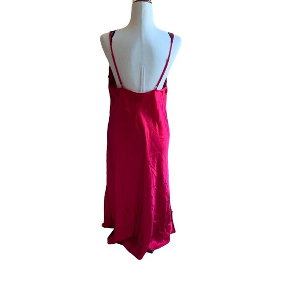 Vintage Inner Most 80s Nightgown Sears Satin Lace Red Black Long Slit Skirt Sz L - Picture 10 of 15